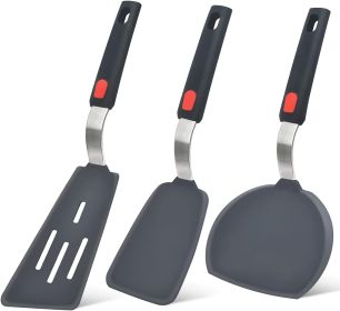 Silicone Spatula Turner Set of 3, 600°F Heat Resistant Cooking Spatulas for Nonstick Cookware