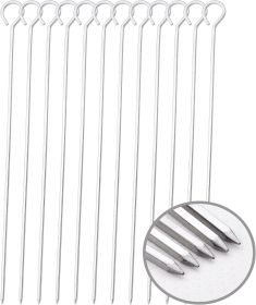 12 inch Barbecue Skewers Metal BBQ Sticks,12Pack Stainless Steel Square Skewer,Kebob