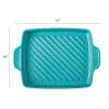 Prairie Signature 12" x 10" Cast Aluminum Cowboy Steak Pan, Teal Speckle