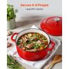 Enameled Cast Iron Dutch Oven, 6 Quart Pot with Lid and Dual Handles, Heavy-Duty Durable Cookware Pan, Oven Induction Compatible up to 500Fahrenheit
