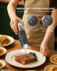 Gravity Electric Salt and Pepper Grinder Set Rechargeable Automatic Pepper and Salt Shakers with LED Light, External Adjustable Coarseness