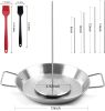 Al Pastor Skewer for Grill: Extra Large 13" Stainless Steel Vertical Skewer, Brazilian Spit Stand with 4 Spikes, 2 Brushes, for Tacos Al Pastor