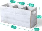 Rustic White Utensil Holder with Removable Divider - 3 Compartment Wooden Utensil Caddy Organizer for Kitchen Counter - Cooking Utensil Crock for Coun